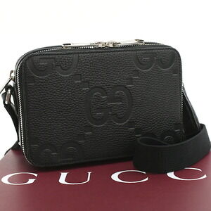 Gucci Jumbo GG Crossbody Shoulder Bag Black Leather